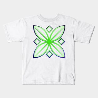 Green &amp; Navy Flower Kids T-Shirt